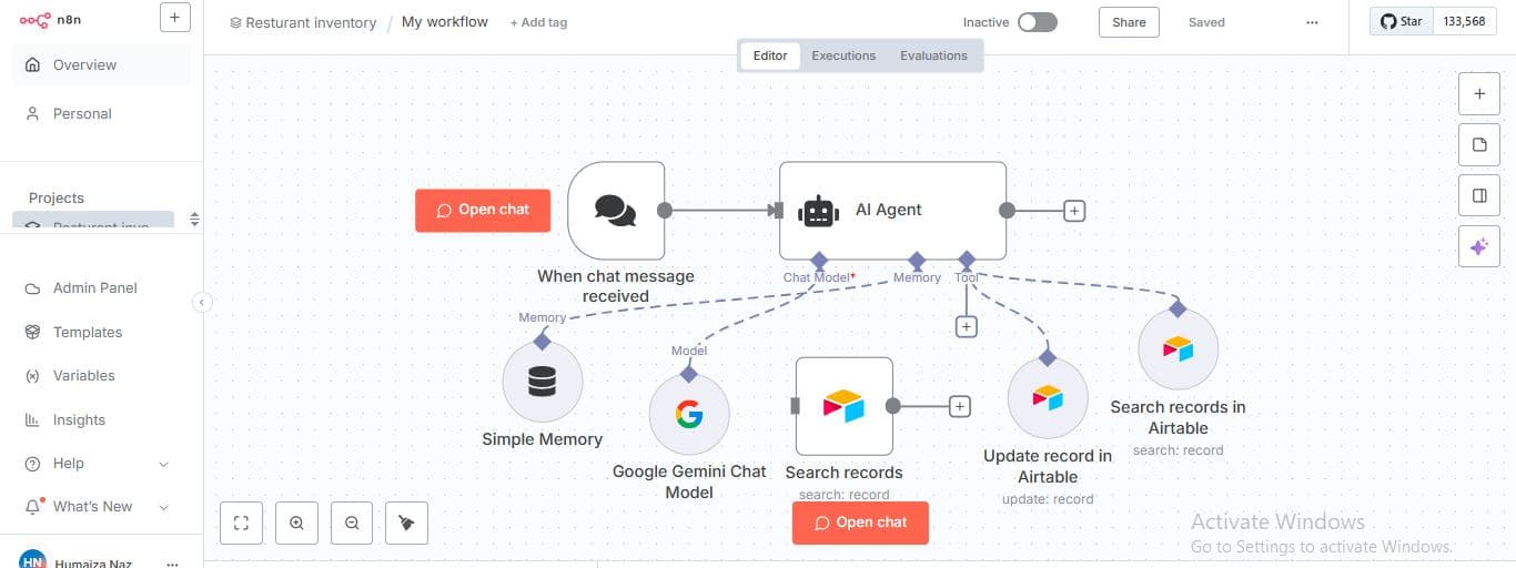 Restaurant Inventory Workflow
